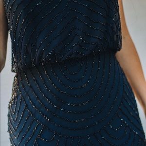 Adriana Papell navy blue sequin dress!